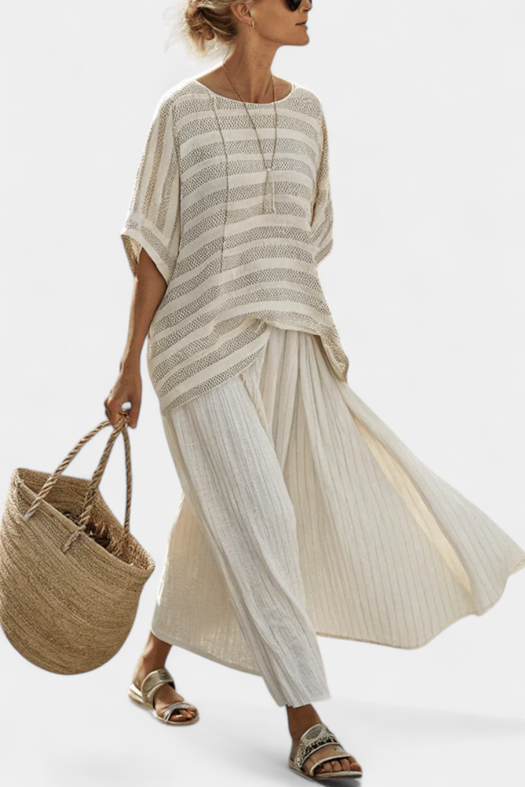 Westlyn | Soft stripe linen set