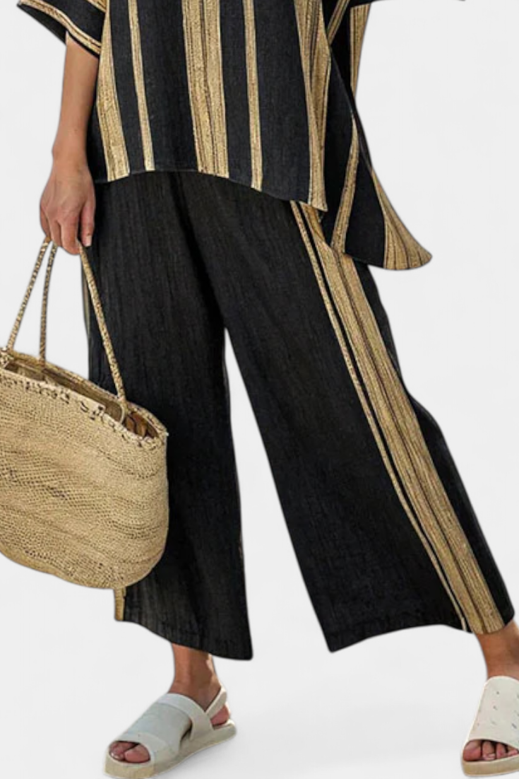 Calden | Dark Stripe Linen Set