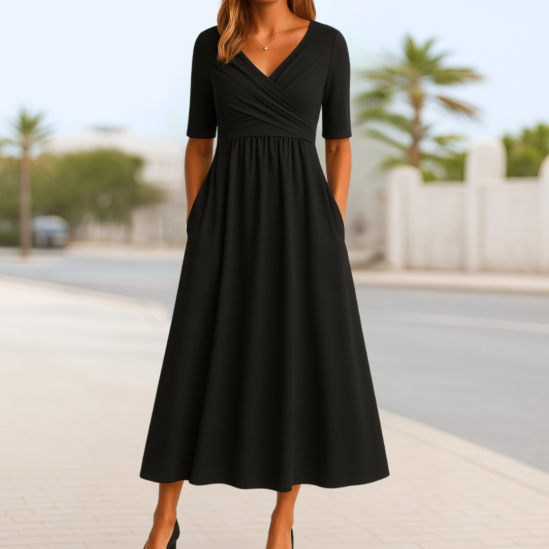 Monique™ | Short Sleeve Crossed Dress Beach