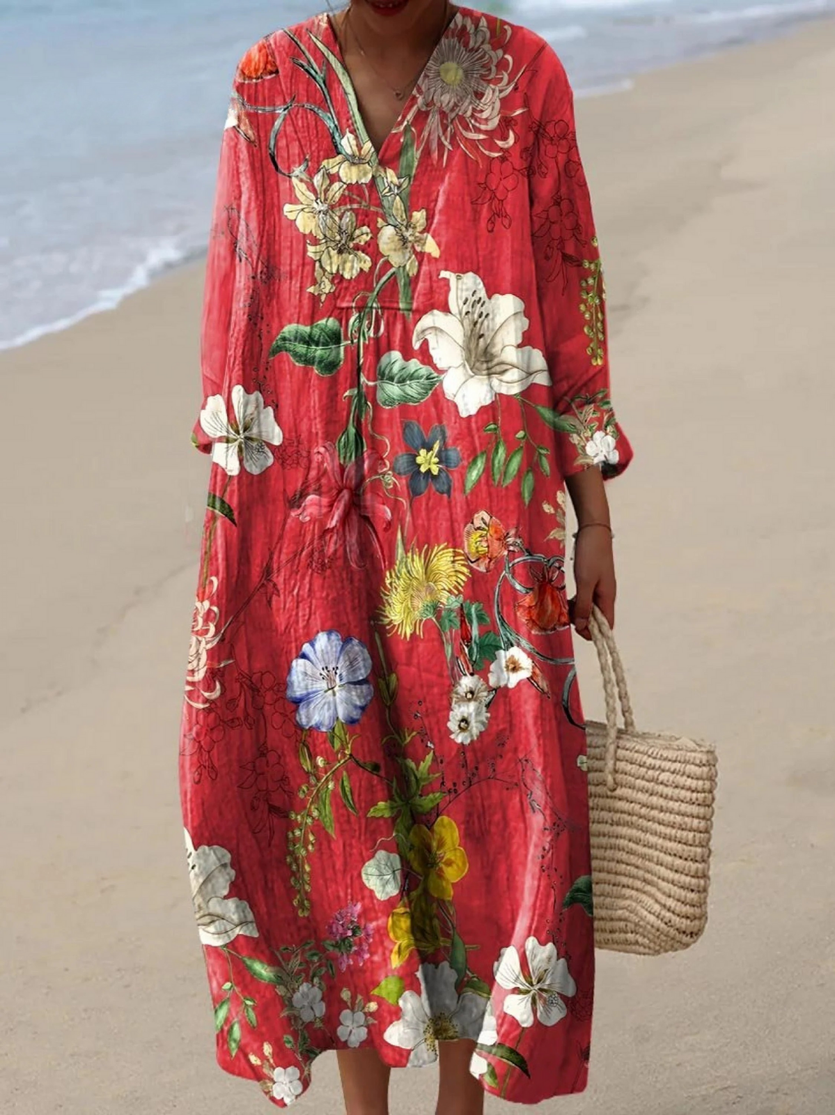 Women's Vintage Lovely Floral Art Print Dress