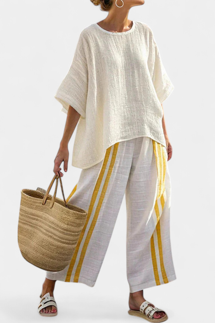 Anselor | Yellow Accent Linen Set