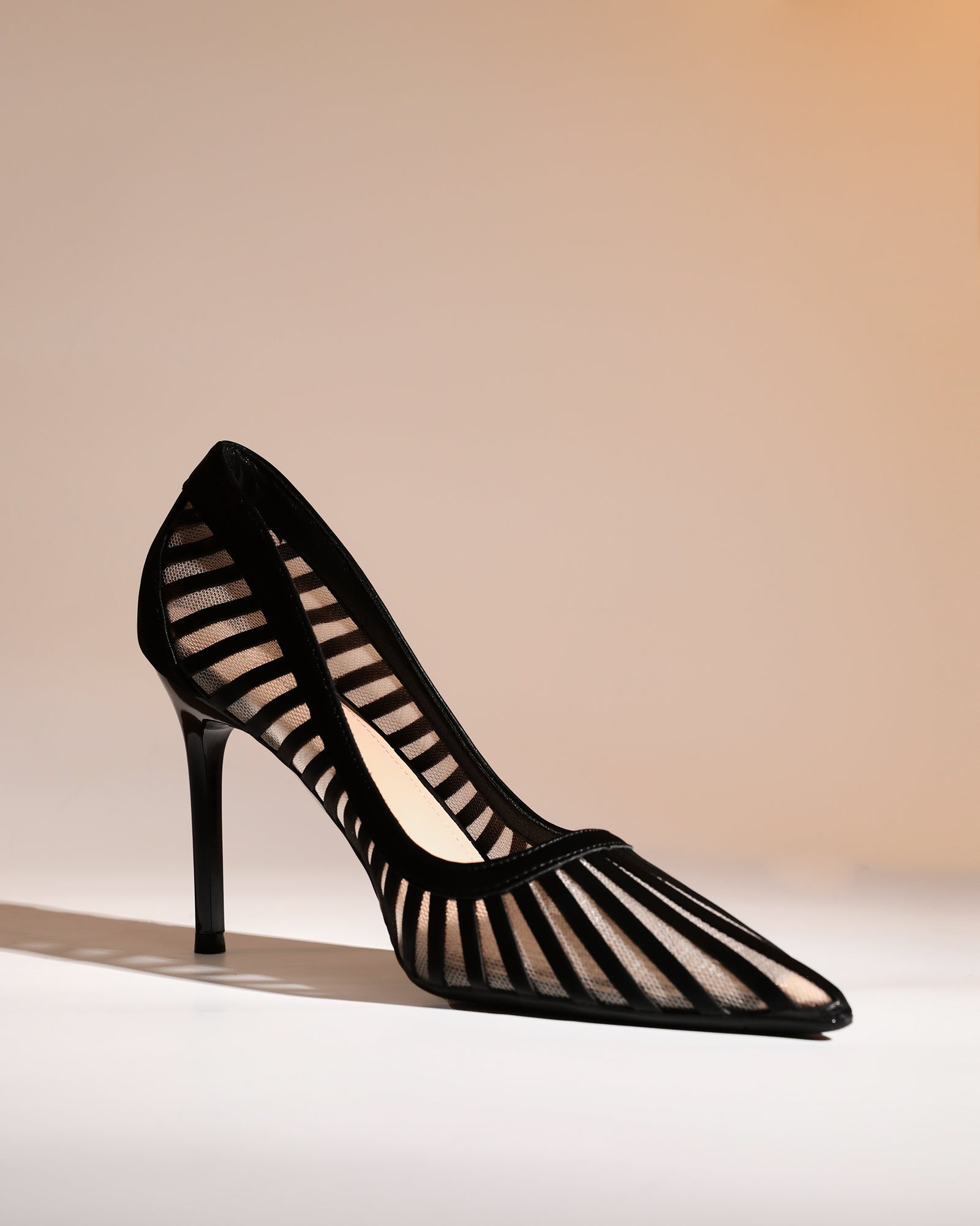 Sada Stripe Mesh Pumps In Black